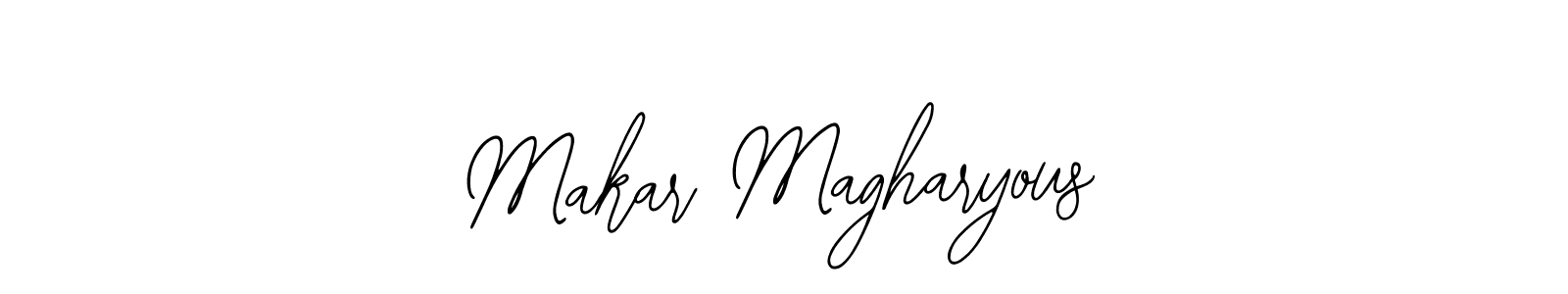 Bearetta-2O07w is a professional signature style that is perfect for those who want to add a touch of class to their signature. It is also a great choice for those who want to make their signature more unique. Get Makar Magharyous name to fancy signature for free. Makar Magharyous signature style 12 images and pictures png