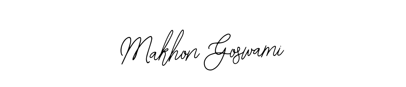 How to make Makhon Goswami name signature. Use Bearetta-2O07w style for creating short signs online. This is the latest handwritten sign. Makhon Goswami signature style 12 images and pictures png