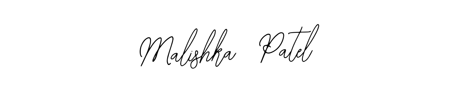 The best way (Bearetta-2O07w) to make a short signature is to pick only two or three words in your name. The name Malishka  Patel include a total of six letters. For converting this name. Malishka  Patel signature style 12 images and pictures png