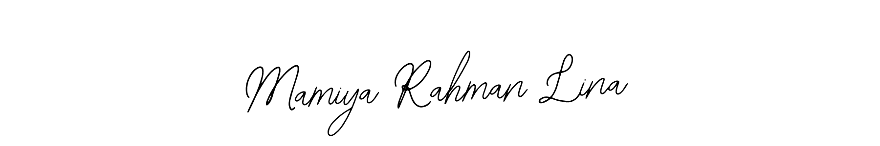 How to make Mamiya Rahman Lina name signature. Use Bearetta-2O07w style for creating short signs online. This is the latest handwritten sign. Mamiya Rahman Lina signature style 12 images and pictures png