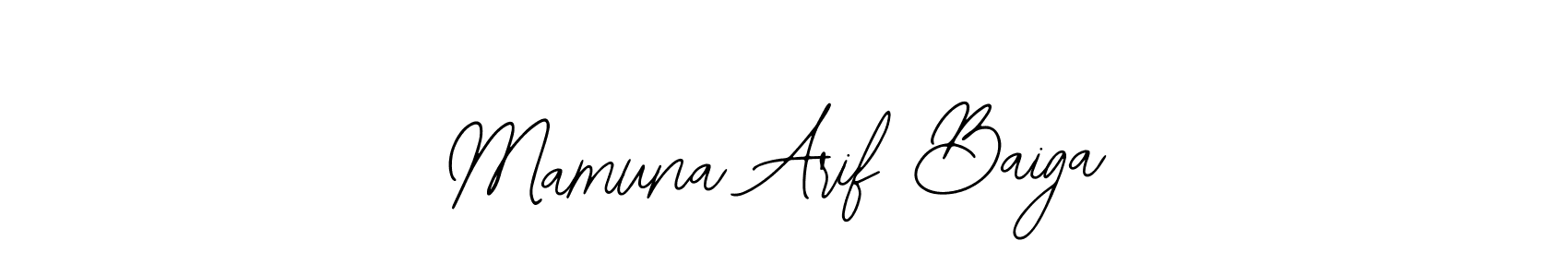 Bearetta-2O07w is a professional signature style that is perfect for those who want to add a touch of class to their signature. It is also a great choice for those who want to make their signature more unique. Get Mamuna Arif Baiga name to fancy signature for free. Mamuna Arif Baiga signature style 12 images and pictures png