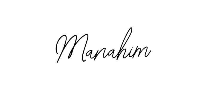 How to make Manahim name signature. Use Bearetta-2O07w style for creating short signs online. This is the latest handwritten sign. Manahim signature style 12 images and pictures png