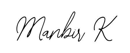 Designed for modern professionals: Manbir K name signature crafted with Bearetta-2O07w script. Ready for digital PDF workflows. Manbir K signature style 12 images and pictures png