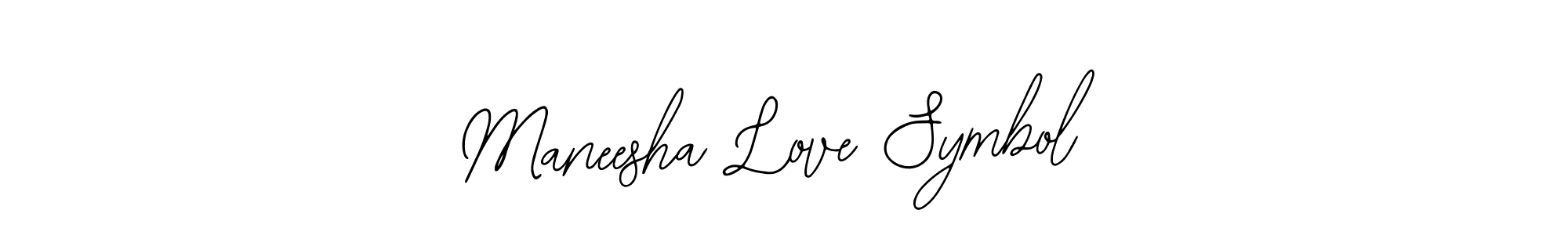 How to make Maneesha Love Symbol name signature. Use Bearetta-2O07w style for creating short signs online. This is the latest handwritten sign. Maneesha Love Symbol signature style 12 images and pictures png