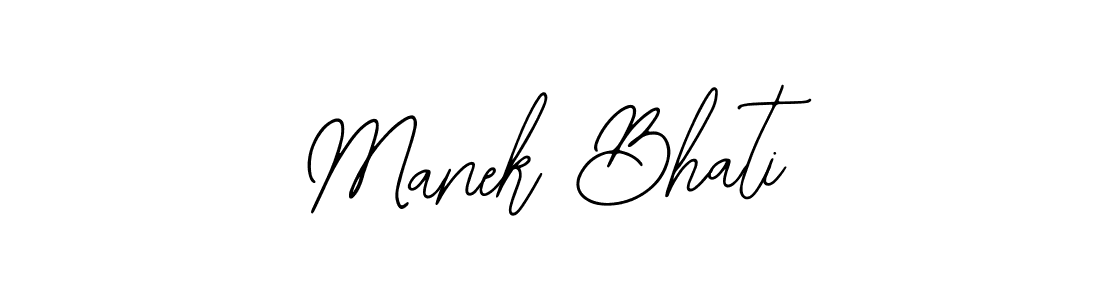 How to make Manek Bhati name signature. Use Bearetta-2O07w style for creating short signs online. This is the latest handwritten sign. Manek Bhati signature style 12 images and pictures png