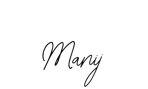 How to make Manij name signature. Use Bearetta-2O07w style for creating short signs online. This is the latest handwritten sign. Manij signature style 12 images and pictures png