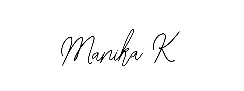 How to make Manika K name signature. Use Bearetta-2O07w style for creating short signs online. This is the latest handwritten sign. Manika K signature style 12 images and pictures png