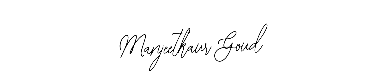 Bearetta-2O07w is a professional signature style that is perfect for those who want to add a touch of class to their signature. It is also a great choice for those who want to make their signature more unique. Get Manjeetkaur Goud name to fancy signature for free. Manjeetkaur Goud signature style 12 images and pictures png