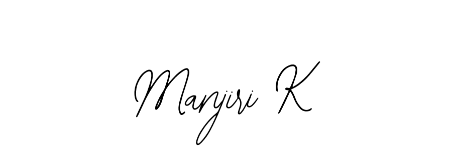 The best way (Bearetta-2O07w) to make a short signature is to pick only two or three words in your name. The name Manjiri K include a total of six letters. For converting this name. Manjiri K signature style 12 images and pictures png