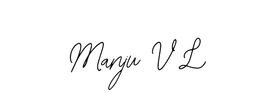 How to make Manju V L name signature. Use Bearetta-2O07w style for creating short signs online. This is the latest handwritten sign. Manju V L signature style 12 images and pictures png