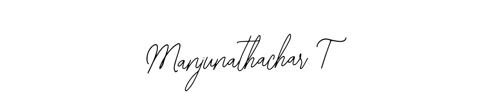 The best way (Bearetta-2O07w) to make a short signature is to pick only two or three words in your name. The name Manjunathachar T include a total of six letters. For converting this name. Manjunathachar T signature style 12 images and pictures png