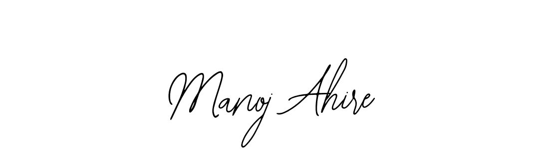 How to make Manoj Ahire name signature. Use Bearetta-2O07w style for creating short signs online. This is the latest handwritten sign. Manoj Ahire signature style 12 images and pictures png