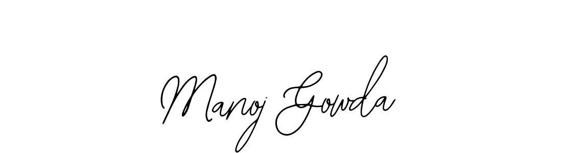 How to make Manoj Gowda name signature. Use Bearetta-2O07w style for creating short signs online. This is the latest handwritten sign. Manoj Gowda signature style 12 images and pictures png