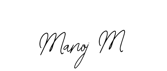 How to make Manoj M name signature. Use Bearetta-2O07w style for creating short signs online. This is the latest handwritten sign. Manoj M signature style 12 images and pictures png