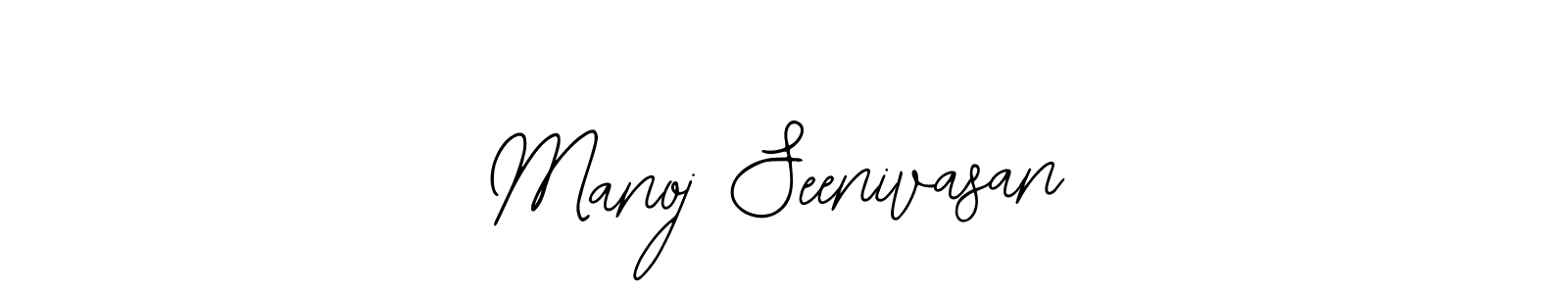 The best way (Bearetta-2O07w) to make a short signature is to pick only two or three words in your name. The name Manoj Seenivasan include a total of six letters. For converting this name. Manoj Seenivasan signature style 12 images and pictures png