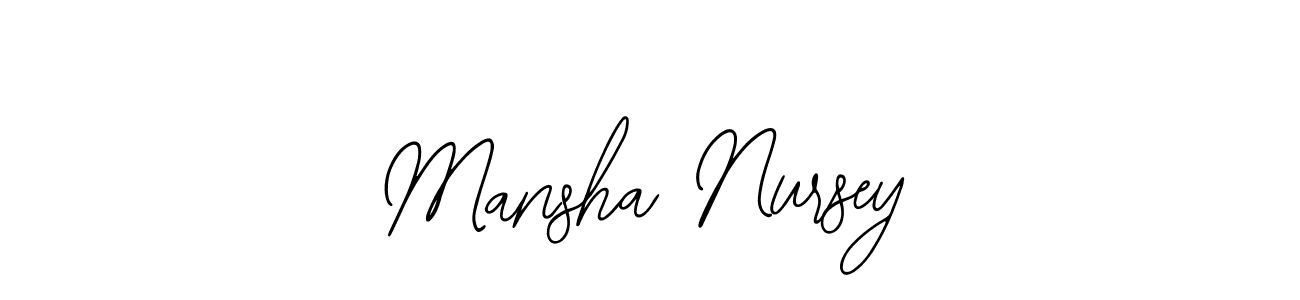 Bearetta-2O07w is a professional signature style that is perfect for those who want to add a touch of class to their signature. It is also a great choice for those who want to make their signature more unique. Get Mansha Nursey name to fancy signature for free. Mansha Nursey signature style 12 images and pictures png