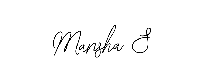 How to make Mansha S name signature. Use Bearetta-2O07w style for creating short signs online. This is the latest handwritten sign. Mansha S signature style 12 images and pictures png