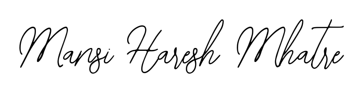 Discover how Mansi Haresh Mhatre looks in an executive cursive font (Bearetta-2O07w). Perfect for legal documents, invoices, and certificates. Mansi Haresh Mhatre signature style 12 images and pictures png