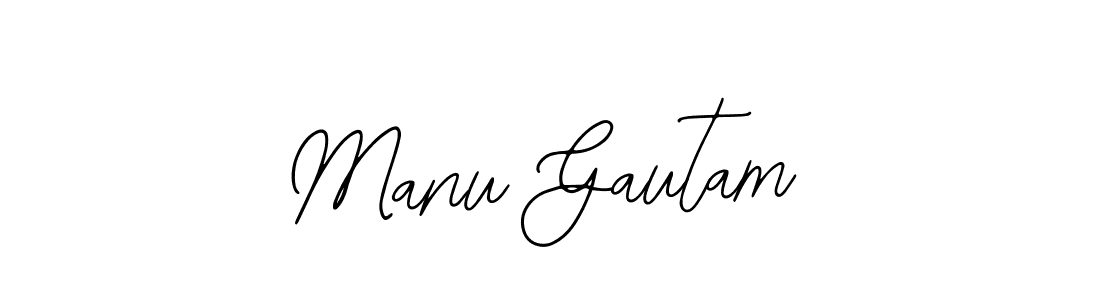 How to make Manu Gautam name signature. Use Bearetta-2O07w style for creating short signs online. This is the latest handwritten sign. Manu Gautam signature style 12 images and pictures png