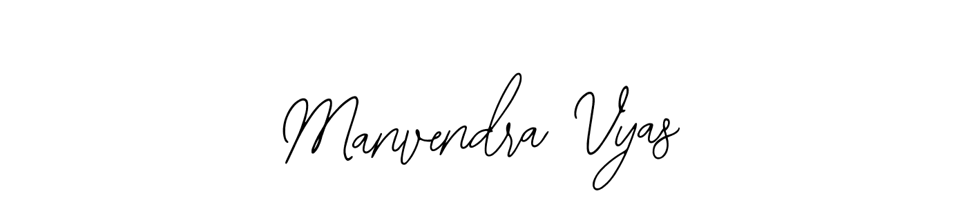 You should practise on your own different ways (Bearetta-2O07w) to write your name (Manvendra Vyas) in signature. don't let someone else do it for you. Manvendra Vyas signature style 12 images and pictures png