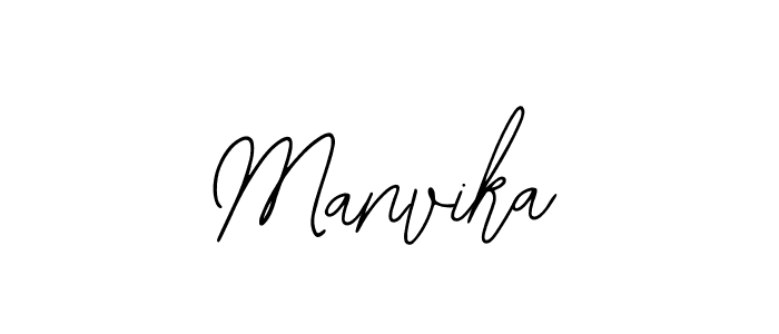 How to make Manvika name signature. Use Bearetta-2O07w style for creating short signs online. This is the latest handwritten sign. Manvika signature style 12 images and pictures png