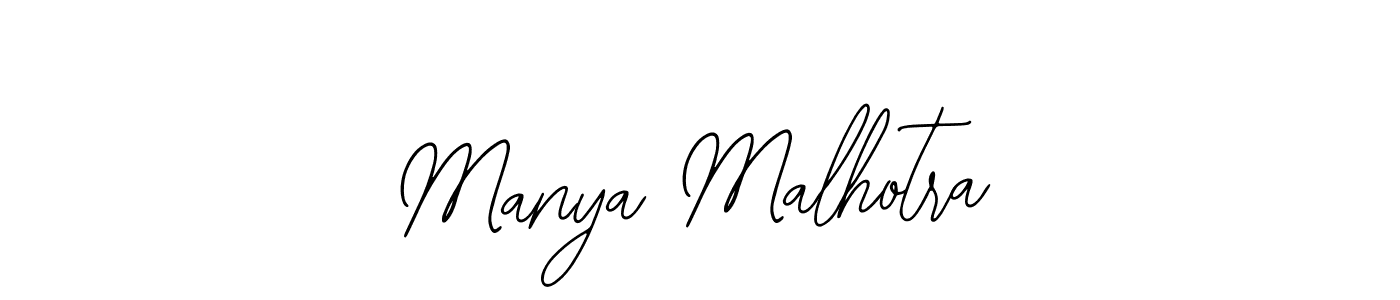 You should practise on your own different ways (Bearetta-2O07w) to write your name (Manya Malhotra) in signature. don't let someone else do it for you. Manya Malhotra signature style 12 images and pictures png