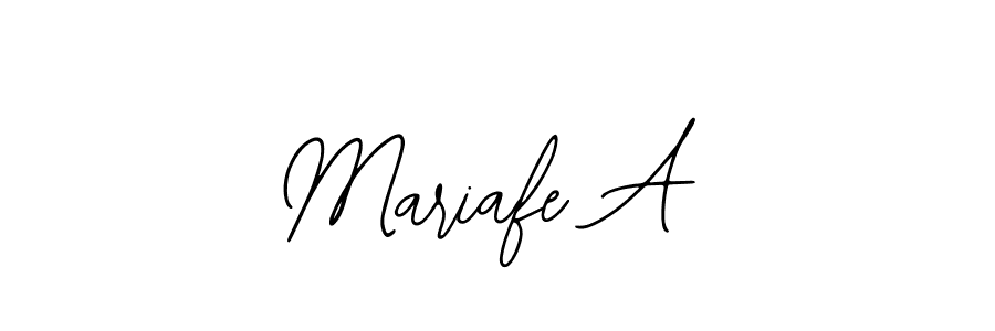 The best way (Bearetta-2O07w) to make a short signature is to pick only two or three words in your name. The name Mariafe A include a total of six letters. For converting this name. Mariafe A signature style 12 images and pictures png