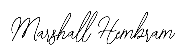 Discover how Marshall Hembram looks in an executive cursive font (Bearetta-2O07w). Perfect for legal documents, invoices, and certificates. Marshall Hembram signature style 12 images and pictures png