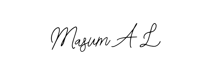 How to make Masum A L name signature. Use Bearetta-2O07w style for creating short signs online. This is the latest handwritten sign. Masum A L signature style 12 images and pictures png