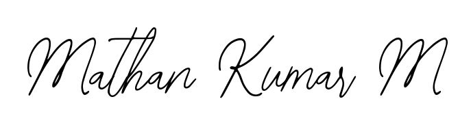Designed for modern professionals: Mathan Kumar M name signature crafted with Bearetta-2O07w script. Ready for digital PDF workflows. Mathan Kumar M signature style 12 images and pictures png