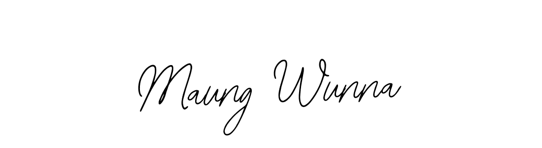 Design your own signature with our free online signature maker. With this signature software, you can create a handwritten (Bearetta-2O07w) signature for name Maung Wunna. Maung Wunna signature style 12 images and pictures png