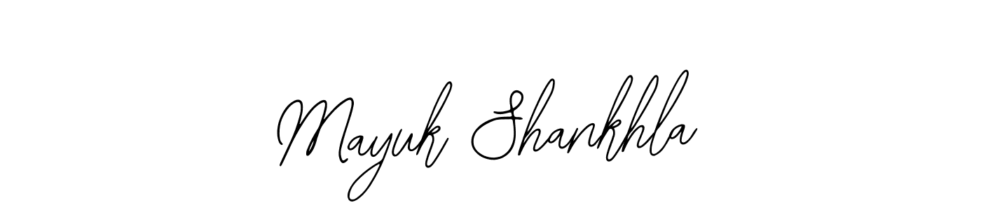 if you are searching for the best signature style for your name Mayuk Shankhla. so please give up your signature search. here we have designed multiple signature styles  using Bearetta-2O07w. Mayuk Shankhla signature style 12 images and pictures png