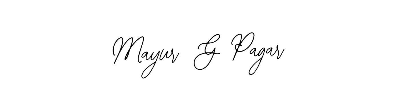 You should practise on your own different ways (Bearetta-2O07w) to write your name (Mayur  G Pagar) in signature. don't let someone else do it for you. Mayur  G Pagar signature style 12 images and pictures png