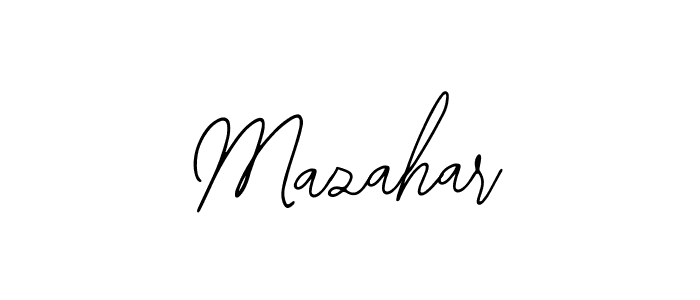 How to make Mazahar name signature. Use Bearetta-2O07w style for creating short signs online. This is the latest handwritten sign. Mazahar signature style 12 images and pictures png