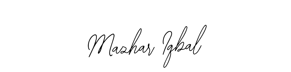 You should practise on your own different ways (Bearetta-2O07w) to write your name (Mazhar Iqbal) in signature. don't let someone else do it for you. Mazhar Iqbal signature style 12 images and pictures png