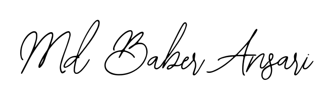 The Bearetta-2O07w typeface gives name Md Baber Ansari a refined look. Suitable for certificates, diplomas, and official verification. Md Baber Ansari signature style 12 images and pictures png