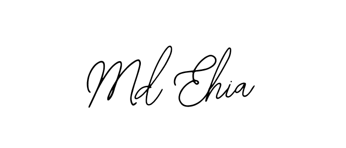 How to make Md Ehia name signature. Use Bearetta-2O07w style for creating short signs online. This is the latest handwritten sign. Md Ehia signature style 12 images and pictures png