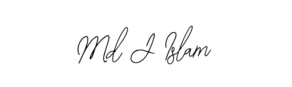 How to make Md J Islam name signature. Use Bearetta-2O07w style for creating short signs online. This is the latest handwritten sign. Md J Islam signature style 12 images and pictures png