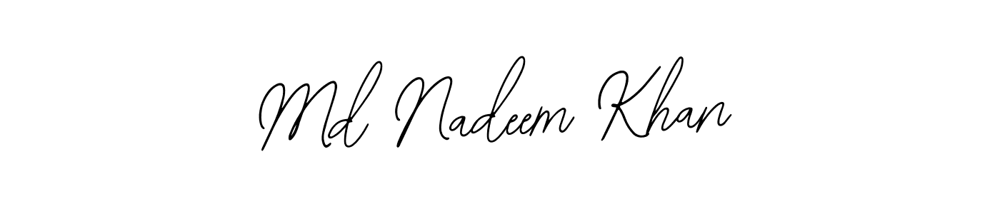 How to make Md Nadeem Khan name signature. Use Bearetta-2O07w style for creating short signs online. This is the latest handwritten sign. Md Nadeem Khan signature style 12 images and pictures png