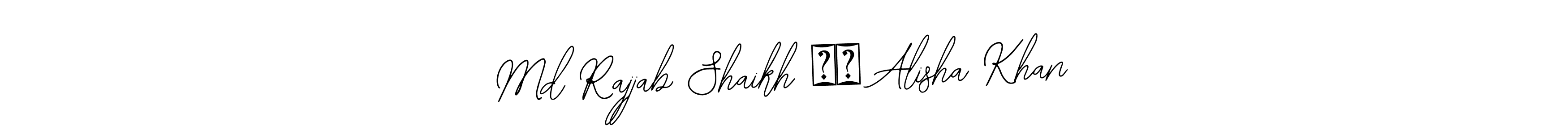 Also You can easily find your signature by using the search form. We will create Md Rajjab Shaikh ❤️ Alisha Khan name handwritten signature images for you free of cost using Bearetta-2O07w sign style. Md Rajjab Shaikh ❤️ Alisha Khan signature style 12 images and pictures png