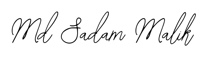 The Bearetta-2O07w typeface gives name Md Sadam Malik a refined look. Suitable for certificates, diplomas, and official verification. Md Sadam Malik signature style 12 images and pictures png