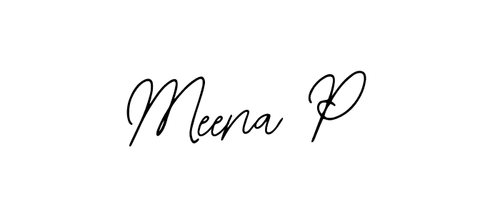 How to make Meena P name signature. Use Bearetta-2O07w style for creating short signs online. This is the latest handwritten sign. Meena P signature style 12 images and pictures png