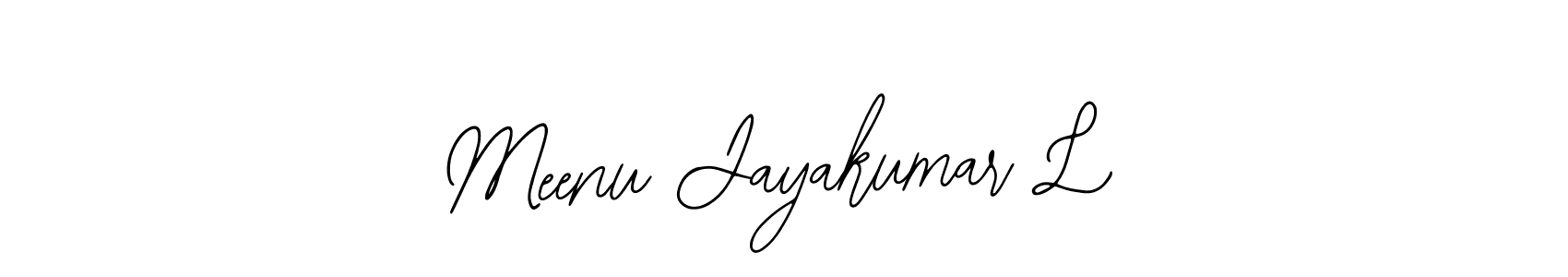 Also You can easily find your signature by using the search form. We will create Meenu Jayakumar L name handwritten signature images for you free of cost using Bearetta-2O07w sign style. Meenu Jayakumar L signature style 12 images and pictures png