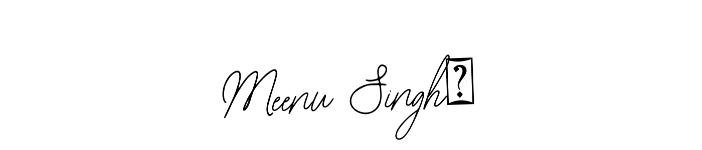 Bearetta-2O07w is a professional signature style that is perfect for those who want to add a touch of class to their signature. It is also a great choice for those who want to make their signature more unique. Get Meenu Singh❤ name to fancy signature for free. Meenu Singh❤ signature style 12 images and pictures png