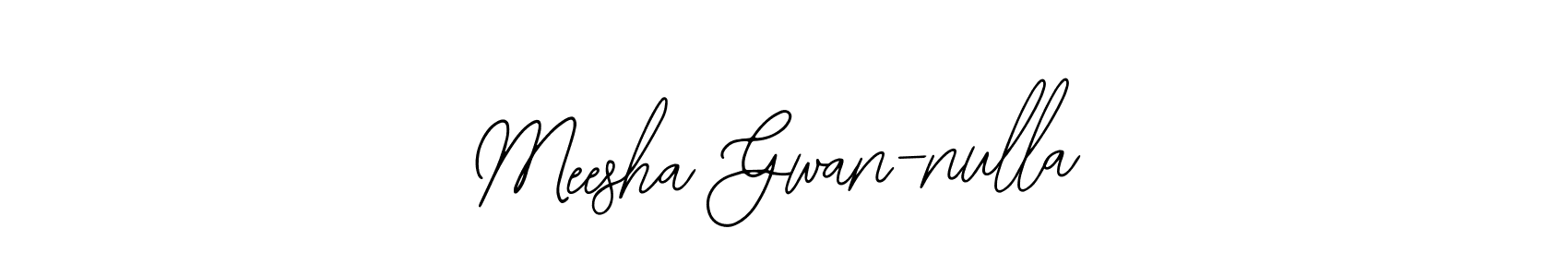 The best way (Bearetta-2O07w) to make a short signature is to pick only two or three words in your name. The name Meesha Gwan-nulla include a total of six letters. For converting this name. Meesha Gwan-nulla signature style 12 images and pictures png