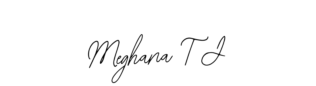 The best way (Bearetta-2O07w) to make a short signature is to pick only two or three words in your name. The name Meghana T J include a total of six letters. For converting this name. Meghana T J signature style 12 images and pictures png