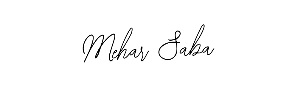 How to make Mehar Saba name signature. Use Bearetta-2O07w style for creating short signs online. This is the latest handwritten sign. Mehar Saba signature style 12 images and pictures png