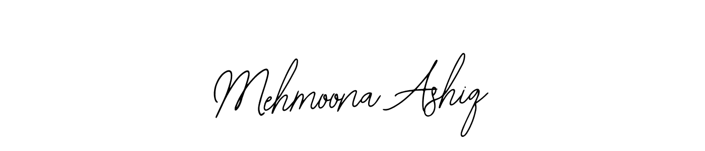 You should practise on your own different ways (Bearetta-2O07w) to write your name (Mehmoona Ashiq) in signature. don't let someone else do it for you. Mehmoona Ashiq signature style 12 images and pictures png