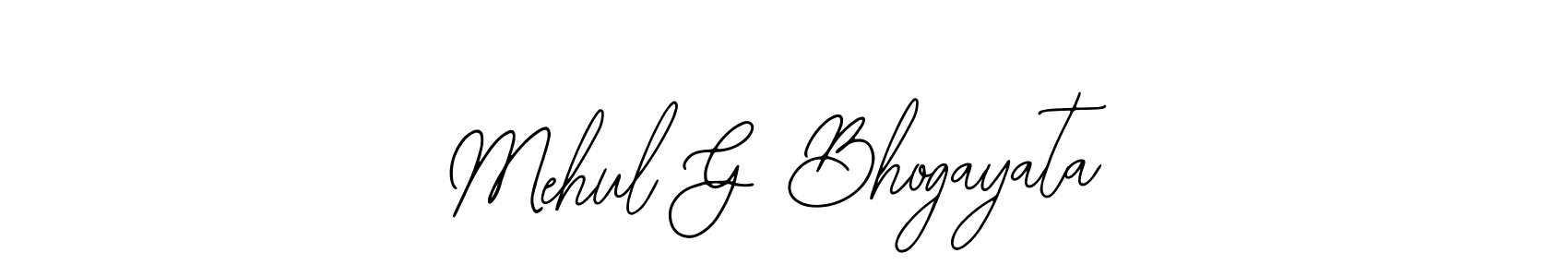 How to make Mehul G Bhogayata name signature. Use Bearetta-2O07w style for creating short signs online. This is the latest handwritten sign. Mehul G Bhogayata signature style 12 images and pictures png