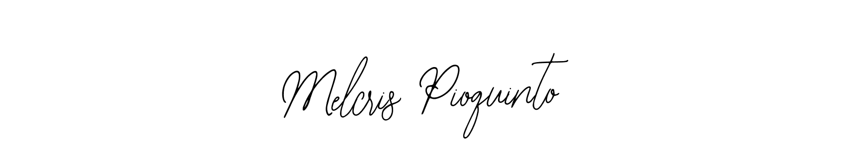 The best way (Bearetta-2O07w) to make a short signature is to pick only two or three words in your name. The name Melcris Pioquinto include a total of six letters. For converting this name. Melcris Pioquinto signature style 12 images and pictures png